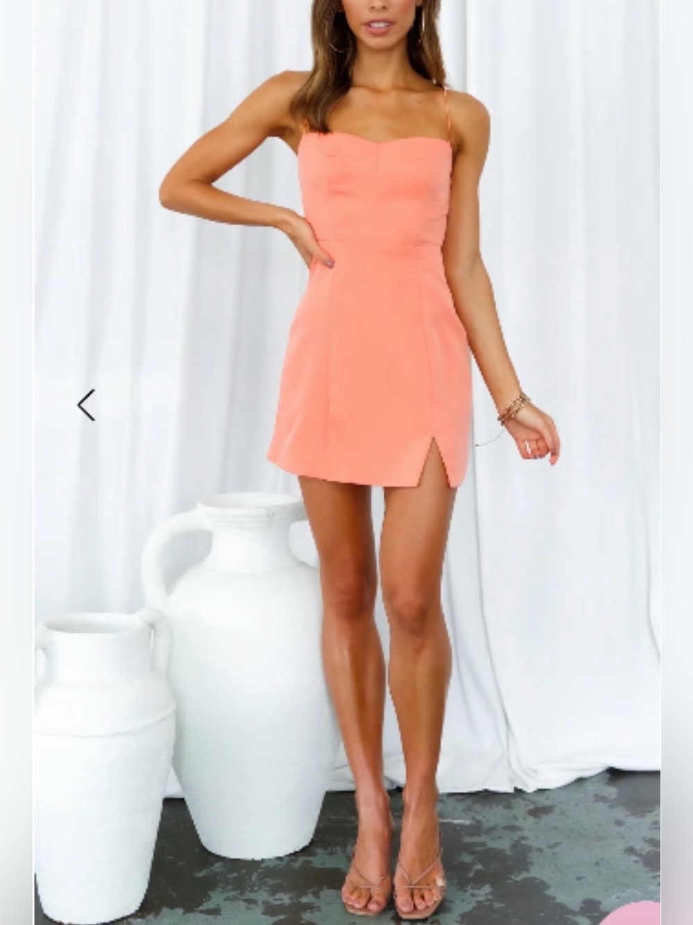 NWT Hello Molly Can’t Stop This Dress Strapless Coral Mini Dress with Front Slit